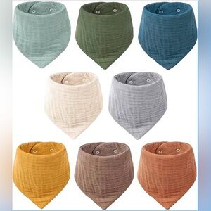 Set of 8 Baby Bandana Bibs in Assorted Neutral Colors